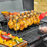 Support de cuisse de poulet pliant portable en acier inoxydable 2 pièces four de camping plateau de barbecue barbecue grill b