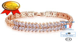 TD® Bracelet Gourmette en Or Rose en forme de Feuilles Serties de Strass pour Femme Chaîne en Plaqué 18K Or Charme Zirconium Cadeau