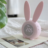 TD® Moe lapin lumière de nuit chronomètre en silicone induction petit réveil son horloge de chronométrage veilleuse
