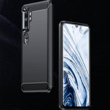 TD® Coque de téléphone en silicone en fibre de carbone pour Xiaomi Note 10 Coque de téléphone brossée douce et résistante aux chocs