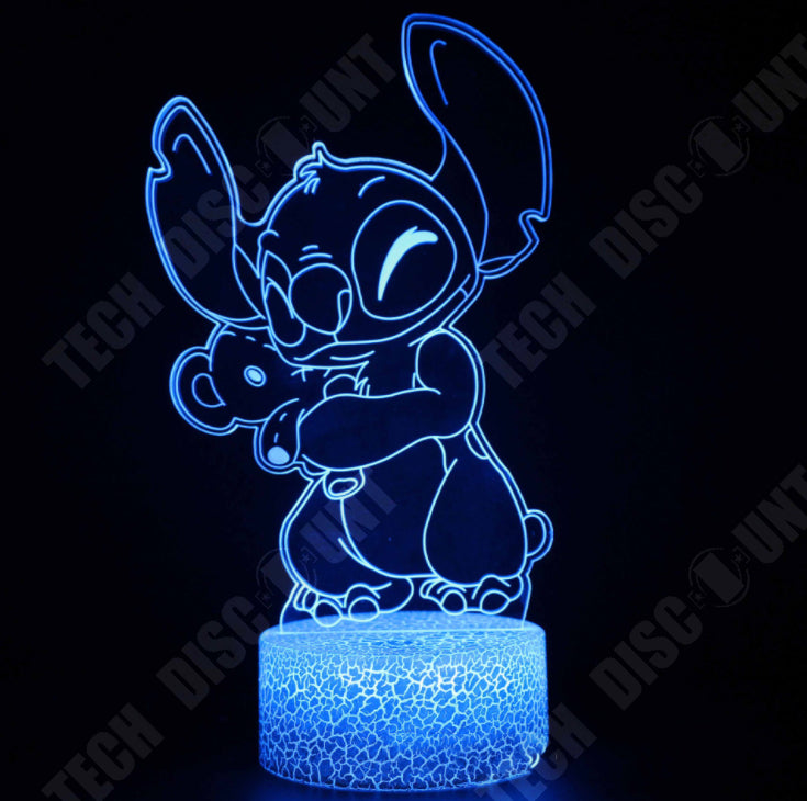 Lamchim Lampe Stitch 3D, Veilleuse Stitch LED, lampe de chevet