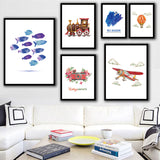 TD® Toile imprimée affiche décor à la maison dessin animé nordique paon vélo avion caméra peinture mur Art photos salon modu~33303