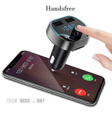 TD® Transmetteur FM Smart Charge Rapide Navigation Vocale en Voiture/Téléphone Mains Libres Bluetooth Lecteur MP3 T24