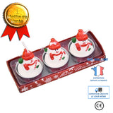 TD® Lot 3 bougies de Noël avec Père Noël bonhomme de neige Maison Xmas Party cadeau Home Décor / Décors de tables / Blanc et Rouge