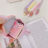 TD® Sac d'école créatif sac à crayons fille coeur multi-usages grande capacité toile étui à crayons mignon super mignon étui à crayo