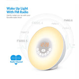 TD® Réveil lumineux, Réveil Sunrise Simulation Veilleuse crépusculaire avec lumière naturelle, radio FM commande tactile et chargeur