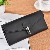 TD® Portefeuille long en Cuir Pu de Couleur Noir(e) pour Femmes/ Fermeture /Métal Argentée/ Grande capacité /Pochette /Porte-cartes