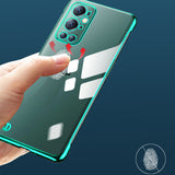 TD® Convient pour oneplus 9pro étui de téléphone portable transparent galvanoplastie sans bordure anti-chute demi-pack étui rigide