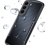 TD® Étui de téléphone anti-empreintes digitales anti-chute pour Samsung Galaxy s22 + texture givrée de grain de fibre de carbone