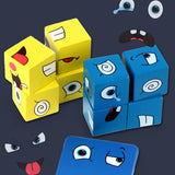 TD® Cube de construction puzzle en expression dans une boîte en fer jeu de société parent-enfant de niveau défi en bois pour enfants