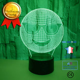 TD® Décoratif USB Cool Emoji 7 Couleurs Télécommande Illusion Optique Veilleuse 3D Visualisation Table Bureau Lampes 3D Glow LED Lam