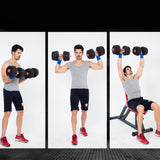 TD® 15 kilogrammes Accueil entraînement fitness homme et femme muscles des bras haltères amovibles et haltères variables -noir