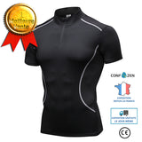 T-shirt à manches courtes pour homme, col montant, fitness, entraînement PRO, entraînement, stretch, sport, séchage rapide, m