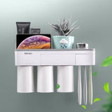TD® Porte- Brosse à dents Adsorption Magnétique Montage mural de Rangement / Salle de bains Accessoires de salle de bains -3 Tasses