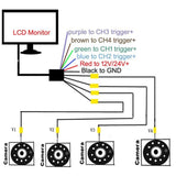 TD® 4x caméra de recul de voiture 4 broches + 7 pouces LCD 4CH moniteur séparé pour 12V / 24V camion bus tracteur 10m 20m câble