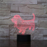 TD® Décoratif USB Chien 7 Couleurs Télécommande Illusion Optique Veilleuse 3D Visualisation Tableau Lampes De Bureau 3D Glow LED