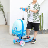TD® Valise de chariot de scooter pour enfants bagages de dessin animé de 16 pouces valise de roue universelle réglable en hauteur
