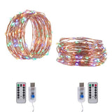 TD® Guirlande lumineuse led usb, [2 pack]10m 100LED fil d'argent avec Télécommande ,8 Modes (Couleur).