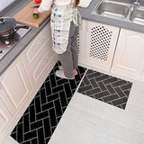 TD® Lot de 2 Tapis de Cuisine / Antidérapant Noir Tendance et Classe /40 x 60 cm et 40 x 120 cm