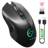 TD® Souris de jeu silencieuse sans fil rechargeable 2.4G 10m transmission 2400dpi souris lumineuse colorée