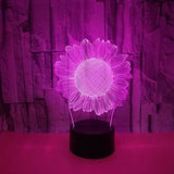 TD® Lampe optique poser décoratif tactile 7 couleurs illusion optique - modèle tournesol - faible consommation câble USB 3 piles AAA