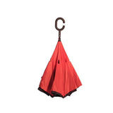 TD® Parapluie inversé polka double nylon ultra résistant imperméable couleur rouge taille universelle 8 baleine protection pluie UV