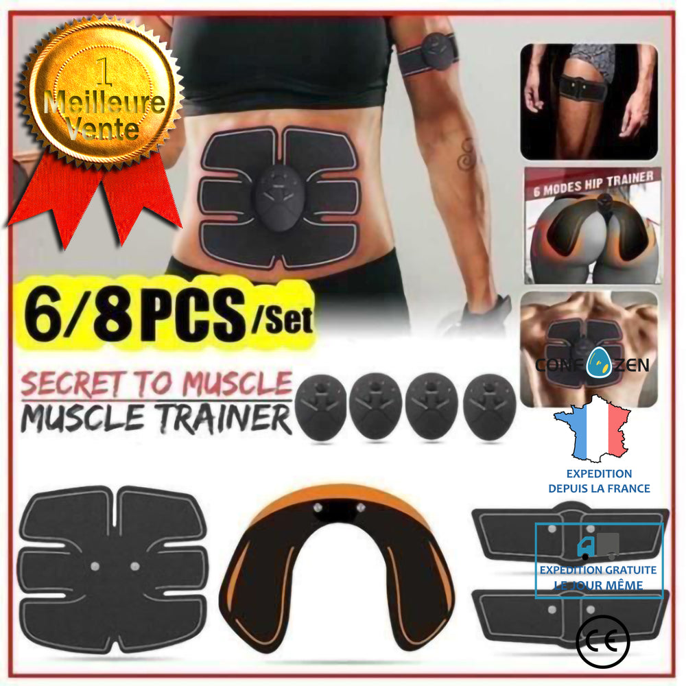 Patch abdominal EMS Dispositif d'entraînement musculaire abdominal Patch d'entraînement musculaire masculin et féminin，8PCS