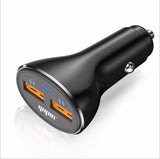 TD® Chargeur rapide voiture allume-cigare quick charge 3.0 2 port USB adaptateur prise allume cigare pour iPhone iPad Samsung GPS et