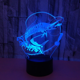 TD® Décoratif USB Fish 7 Couleurs Télécommande Illusion Optique Veilleuse 3D Visualisation Table Bureau Lampes 3D Glow LED Lampe ☀61