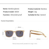 TD® Lunettes de soleil rétro sandwich en bambou hommes et femmes lunettes de soleil polarisées carrées européennes et américaines