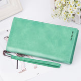 TD® Portefeuille Long Femme  Porte-Monnaie Porte-Cartes Pochettes Sac à Main de Couleur Vert Clair /Longue Anse/ Zip /en Cuir