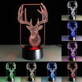 TD® Lampe optique poser décoratif tactile 7 couleurs illusion optique - modèle cerf - faible consommation câble USB ou 3 piles AAA