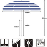 TD® Parasol extérieur protection solaire parasol tissu polyester parapluie à long manche résistant à la pluie et au soleil