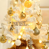 TD® Ornements de Noël Blanc PVC Flocage Mini Arbre de Noël de Bureau Ensemble Ornement
