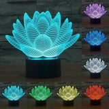 TD® Lampe optique poser décoratif tactile 7 couleur illusion optique - modèle fleur lotus - faible consommation câble USB 3 piles AA