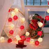 TD® 4M 20LED Veilleuse takraw Guirlande Lumineuse LED ornements- Diamètre 5cm-Compartiment à piles-[Rouge+Blanc]