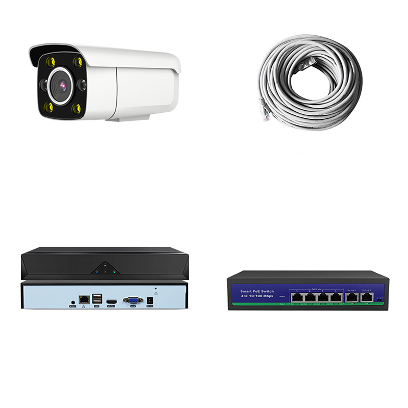 INN® Ensemble de 4 canaux de qualité industrielle surveillance filaire extérieure sécurité polychrome poe téléphone portable enregis