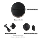 TD® Lampe optique poser décoratif tactile 7 couleurs illusion optique - modèle cactus - faible consommation câble USB ou 3 piles AAA