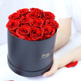 TD® 12 Fleurs Préservées Cadeau Hug Seau Rose Boîte Fait Main Décoration Cadeau Saint Valentin Facile à Préserver
