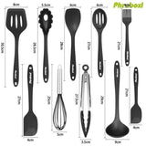 TD® 10 Pièce Silicone Ustensiles Cuisine Ensemble Résistant À La Chaleur Ustensiles de Cuisine Sécurité Santé Antiadhésive Anti