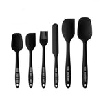 TD® 6 pièces spatule en silicone brosse à huile ustensile de cuisine ensemble d'outils de cuisson à haute température|noir
