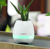 TD® Pot de fleur intérieur extérieur blanc musical bluetooth lumière haut parleur veilleuse sans fil magique smart multifonction