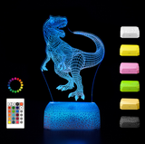 TD® 7 Couleurs Changeantes Veilleuses 3D LED Dinosaure Illusion Lampe Tactile Télécommande At10261
