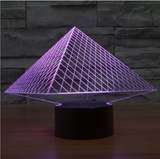 TD® Pyramide 3D acrylique lampe de Vision stéréo 7 changement de couleur USB chambre chevet veilleuse créative Vakantie décor à la m