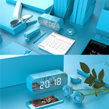 TD® Enceinte bluetooth acve LED Horloge Digitale Réveil Miroir Haut Parleur Bluetooth sans fil  Support TF USB lecteur Musique Bleu