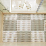 TD® Tapis salle de bain antidérapant ménage tapis sol étanche petit trou épissage tapis décoration blanc gris toilette bain antidéra