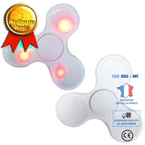 TD® Fidget Hand Spinner LED Lumineux/Jouet Triangle Adultes Enfants/ Jeu de Doigts / Décompression, Anti-Stress / Blanc
