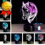 TD® USB Cadeaux 7 Couleurs Changeantes Cheval Led Veilleuse 3D LED Bureau Lampe De Table comme Décoration de La Maison