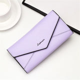 TD® Long portefeuille femme trois volets boucle sac à bandoulière grande capacité - Porte-monnaie fashion pour femme Violet clair