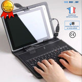 TD® Etui Claver tablette Cuir 7 pouces interface USB QWERTY Windows Android XP Rotation 360 degrès Noir  Mini Lecteur Gratuit